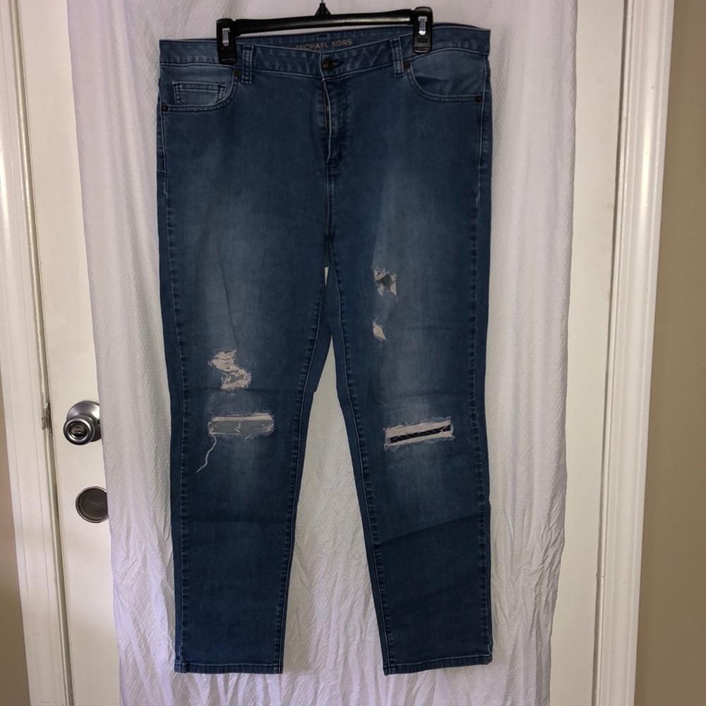 Michael Kors Dillon Relaxed Fit Denim with holes in knees size 12